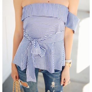 NWT JOA STRIPED ONE SHOULDER TOP small